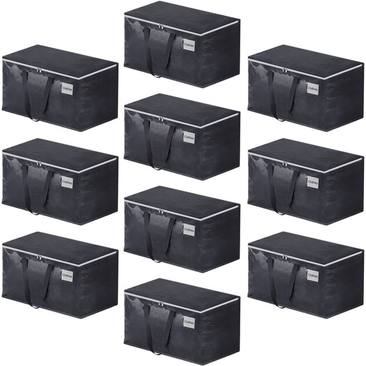 FabSpace Moving Boxes Heavy Duty Moving Bags with Strong Zippers and Handles Collapsible Moving Supplies, Storage Totes for Packing & Moving Storing 93L,10-Pack